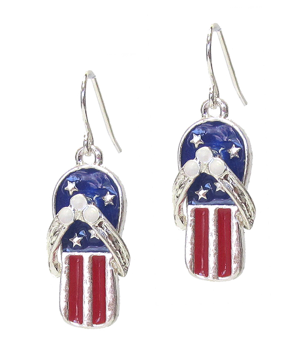 PATRIOTIC AMERICAN FLAG FLIP FLOP EARRING