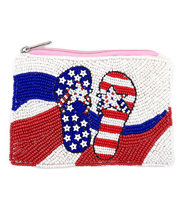 PATRIOTIC AMERICAN FLAG THEME HANDMADE WALLET - FLIPFLOP