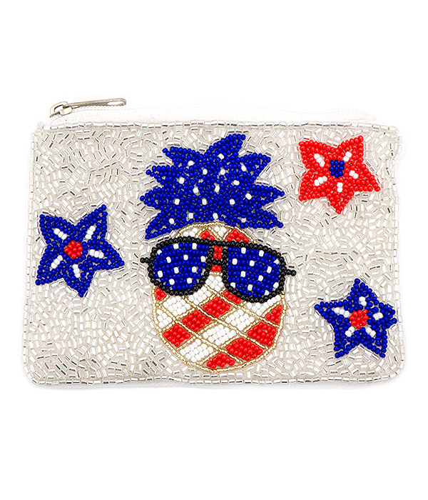 Patriotic american flag theme handmade wallet - pineapple