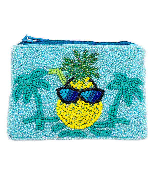 TROPICAL THEME HANDMADE WALLET - PALM TREE AND PINEAPPLE