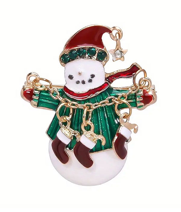 Christmas theme epoxy brooch - snowman