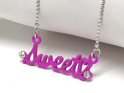Enameled metal crystal stud sweetie necklae
