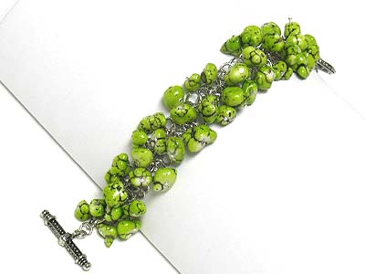 Multi natural stone dangle toggle bracelet