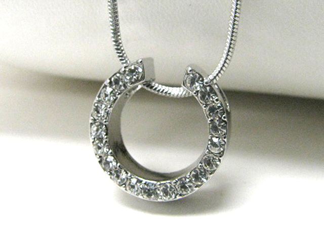 Made in korea whitegold plating crystal stud round pendant necklace