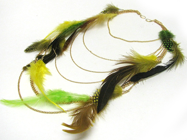 14 inch super long  feather deco multi hanging chain earlace
