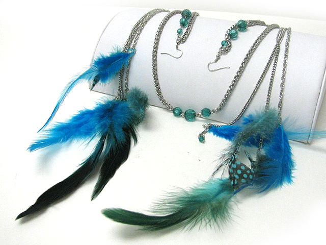 18 INCH SUPER LONG  CHAIN FEATHER DROP EARLACE