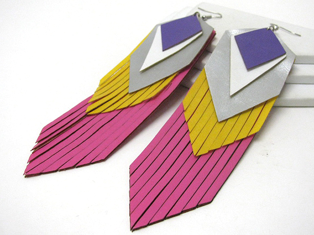 Colorful tribal look fabric earring
