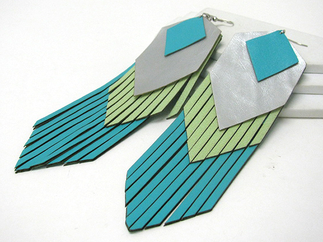 Colorful tribal look fabric earring