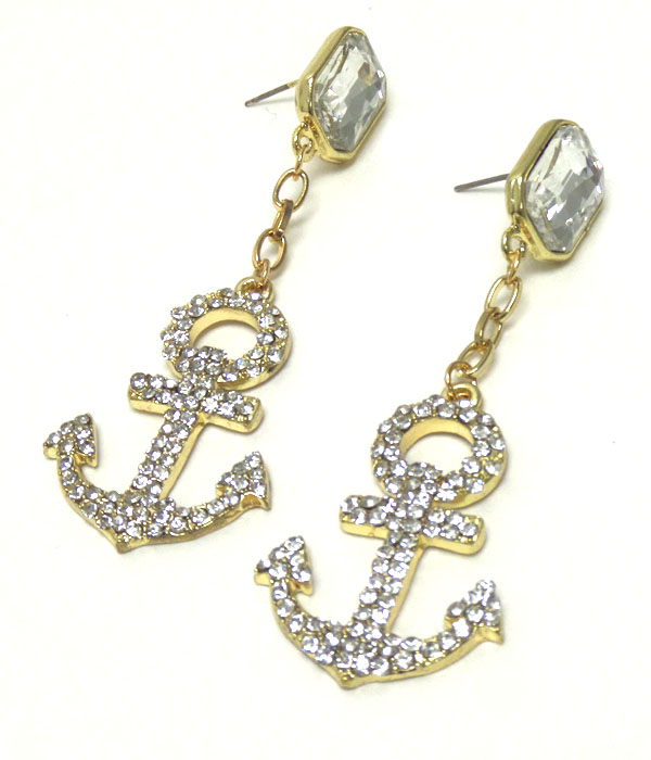 Crystal anchor drop earring