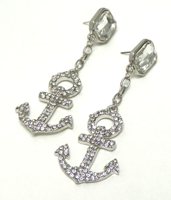 Crystal anchor drop earring