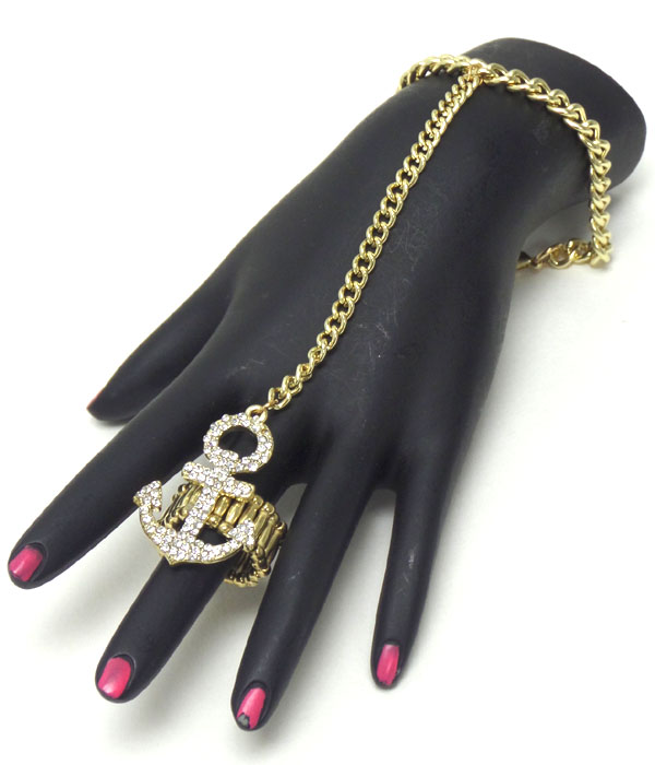 Crystal anchor bracelet and stretch ring set