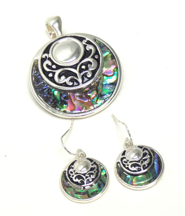 Tailored design w/abalone pendant set