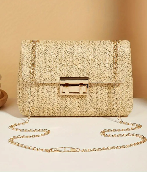 Straw woven shoulder or crossbody bag