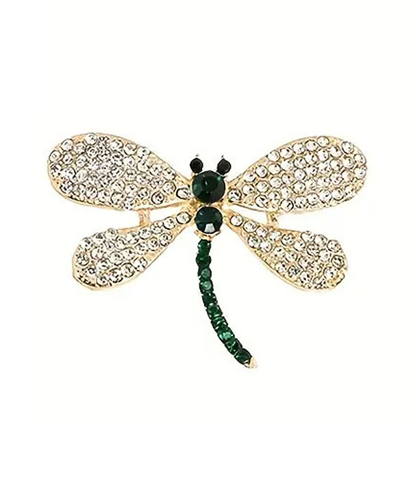 Rhinestone dragonfly brooch pin