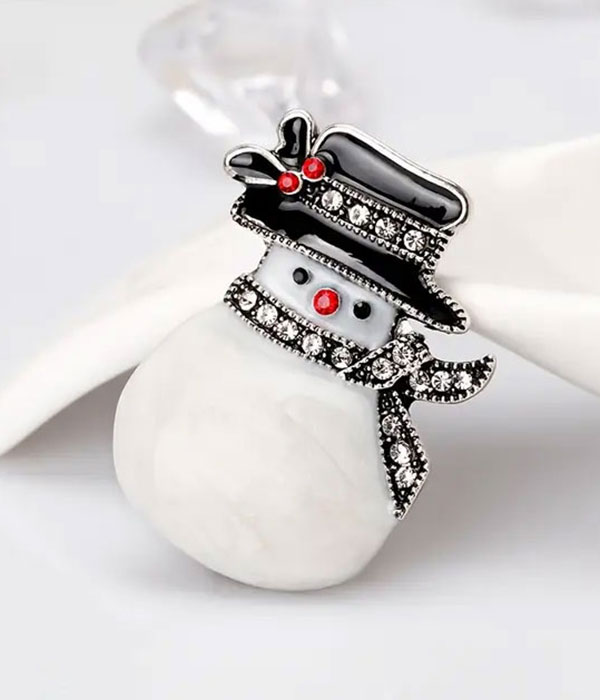 Christmas theme epoxy snowman brooch pin