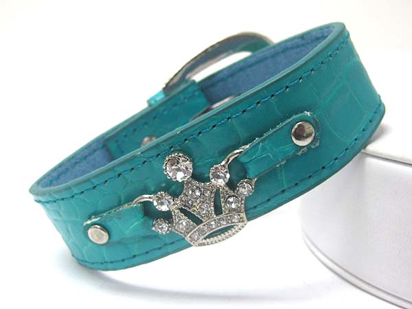 CRYSTAL CROWN LEATHER WRIST BAND