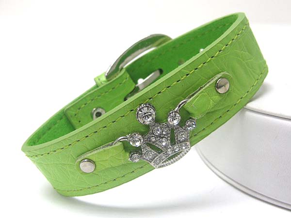 CRYSTAL CROWN LEATHER WRIST BAND