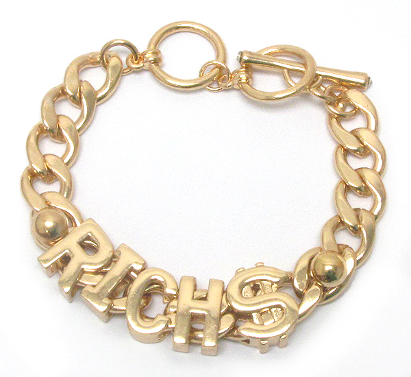 RICH LETTER AND THICK CHAIN BRACELET