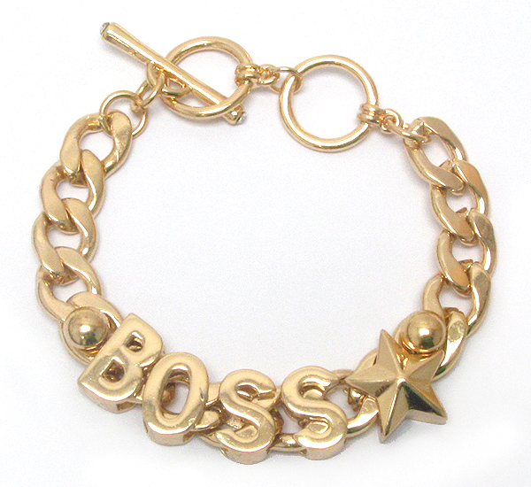 BOSS LETTER AND THICK CHAIN BRACELET
