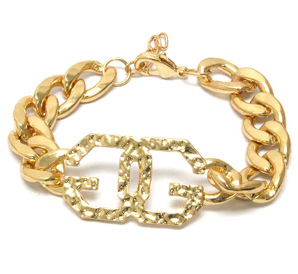 HAMMERED DOUBLE G LINK AND THICK CHAIN BRACELET