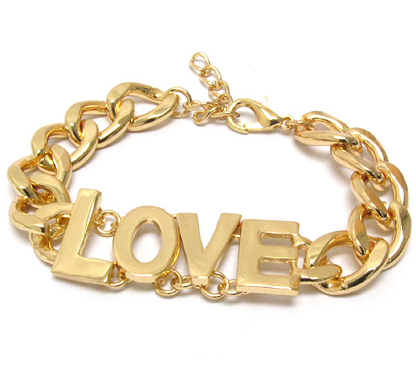 METAL LOVE AND THICK CHAIN BRACELET