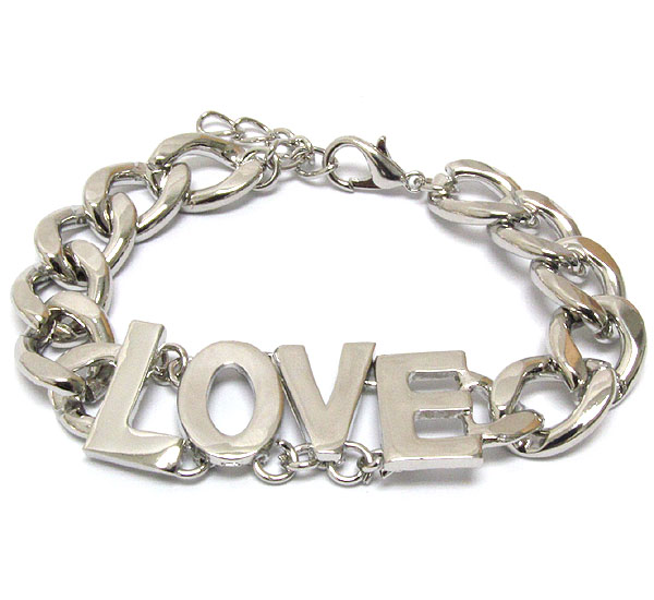 Metal love and thick chain bracelet