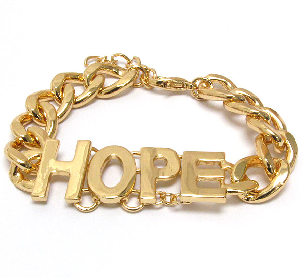 Metal hope and thick chain bracelet