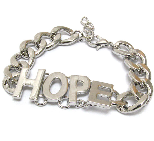 Metal hope and thick chain bracelet