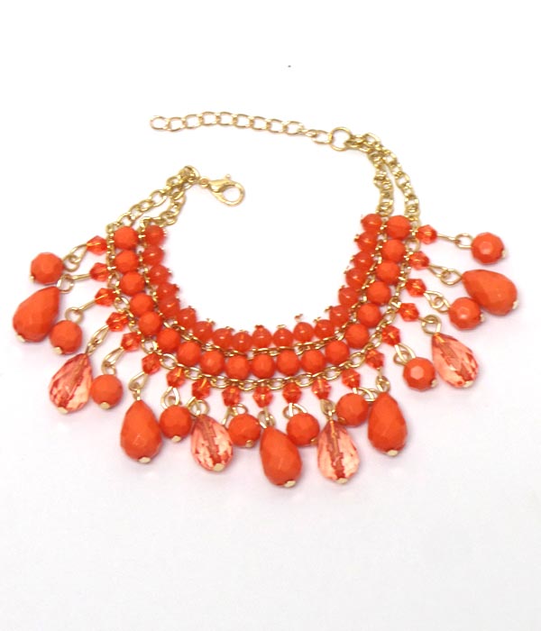 4 layer multi beads drop bracelet 