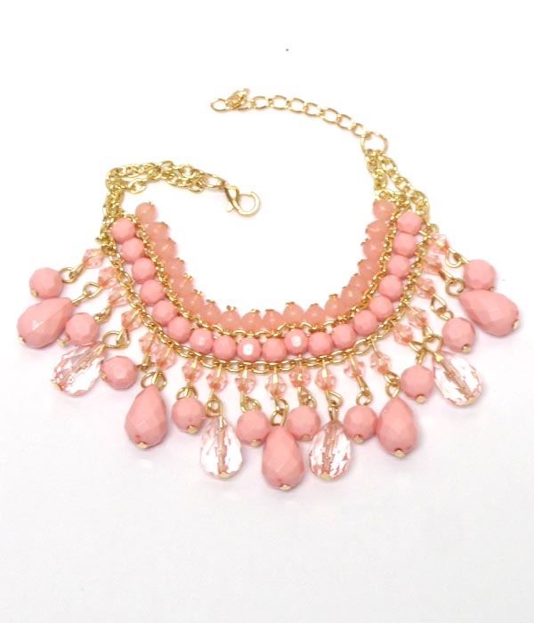 4 layer multi beads drop bracelet 