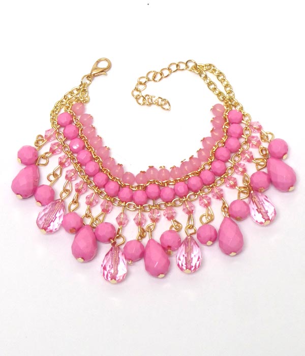 4 layer multi beads drop bracelet 