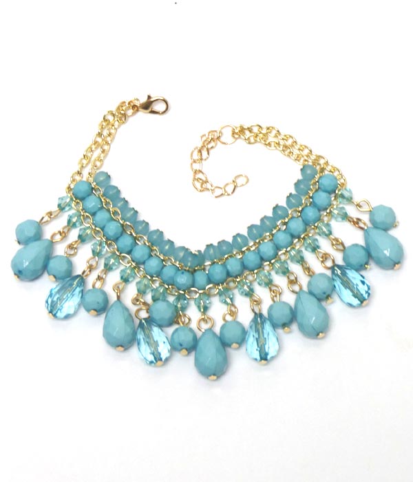 4 layer multi beads drop bracelet