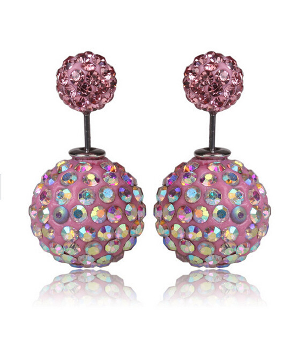 Crystal fireball double sided front and back earring