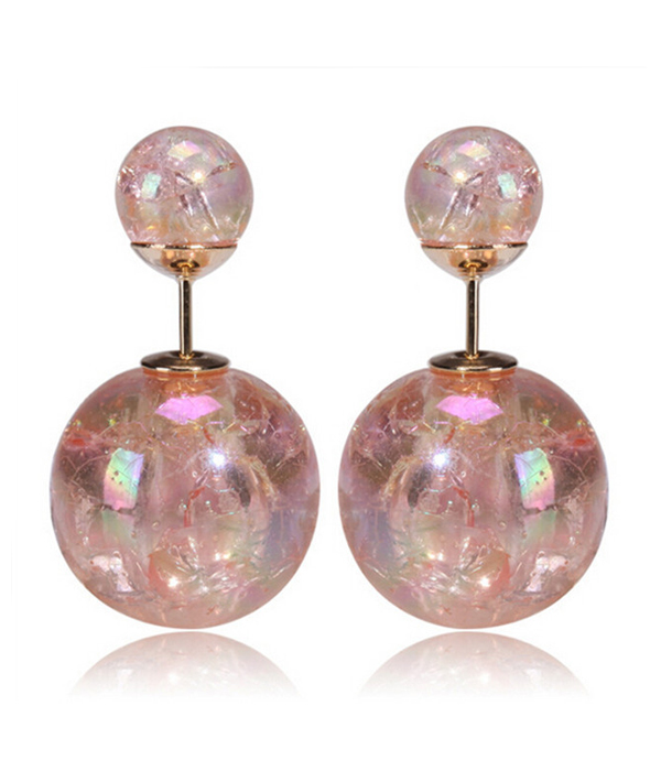 Marble ball double sided front and back earring