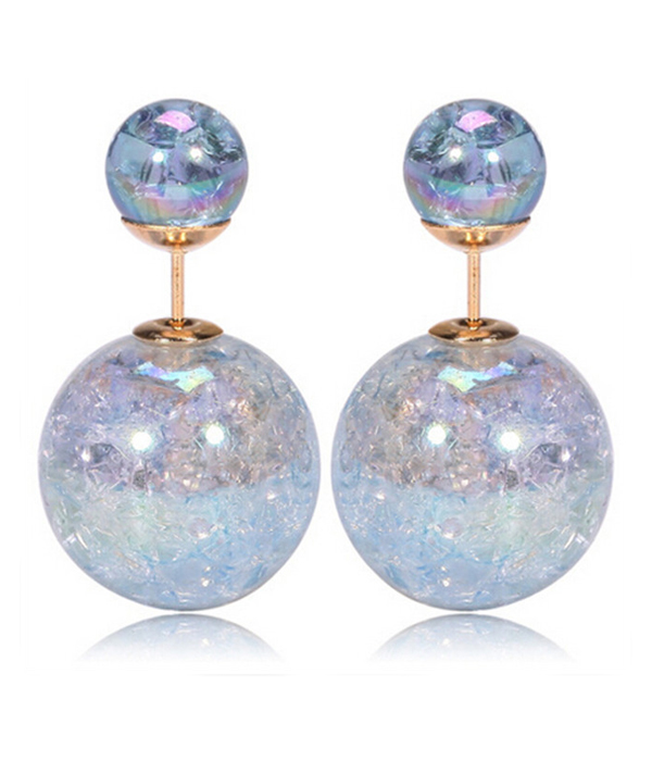 Marble ball double sided front and back earring
