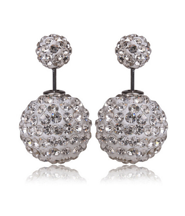 Crystal fireball double sided front and back earring
