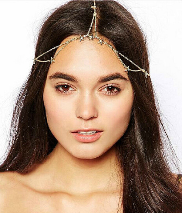 Retro vintage star accent hair chain