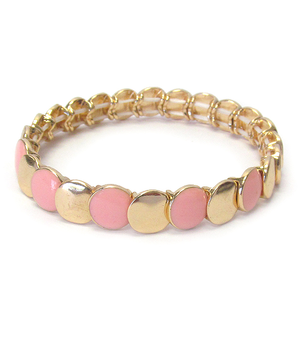 EPOXY METAL DISC LINK STRETCH BRACELET