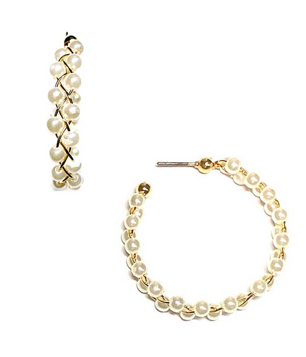 MULTI PEARL HOOP EARRING