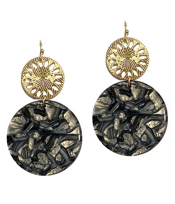 ACRYLIC AND METAL DISC EARRING