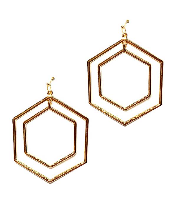 Double wire hexagon earring