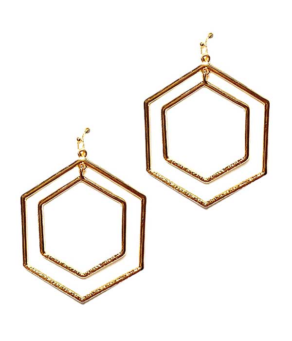 DOUBLE WIRE HEXAGON EARRING