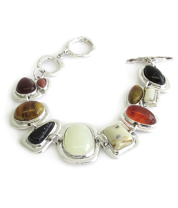 MULTI SHAPE STONE MIX TOGGLE BRACELET