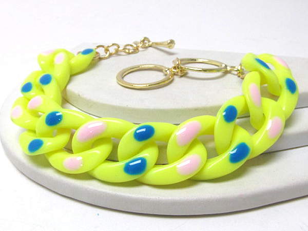 Colorful acryl doted fashion thick chain link bracelet