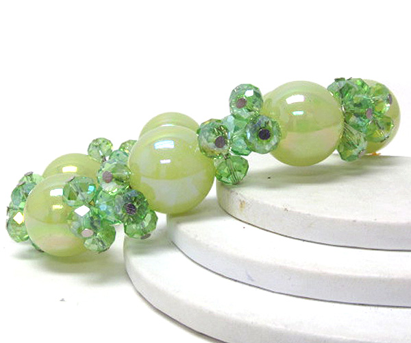 Multi crystal glass bead and murano glass ball stretch bracelet