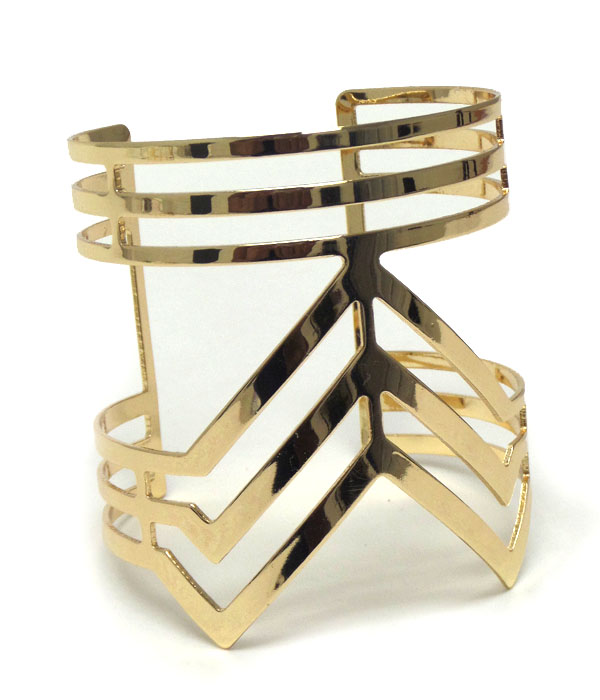 Chevron cage metal bangle bracelet