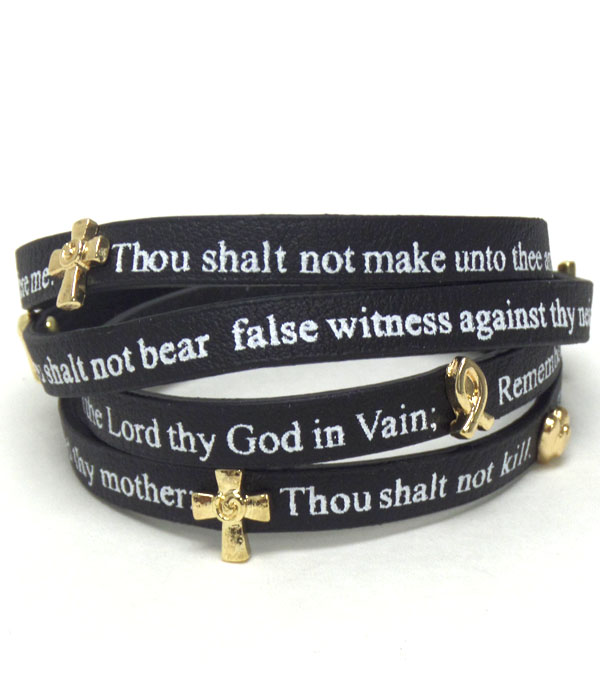 10 commandments leatherette wrap bracelet