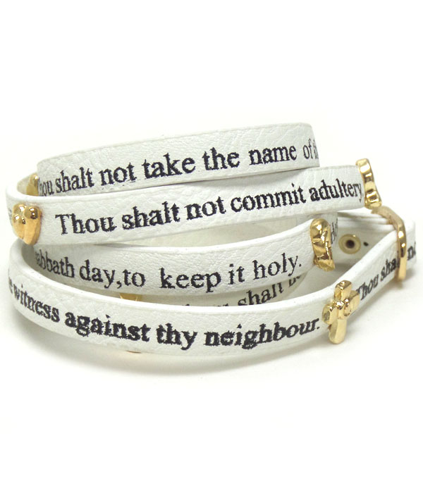 10 commandments leatherette wrap bracelet