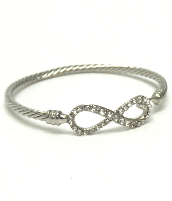 Crystal infinity and metal rope bangle bracelet
