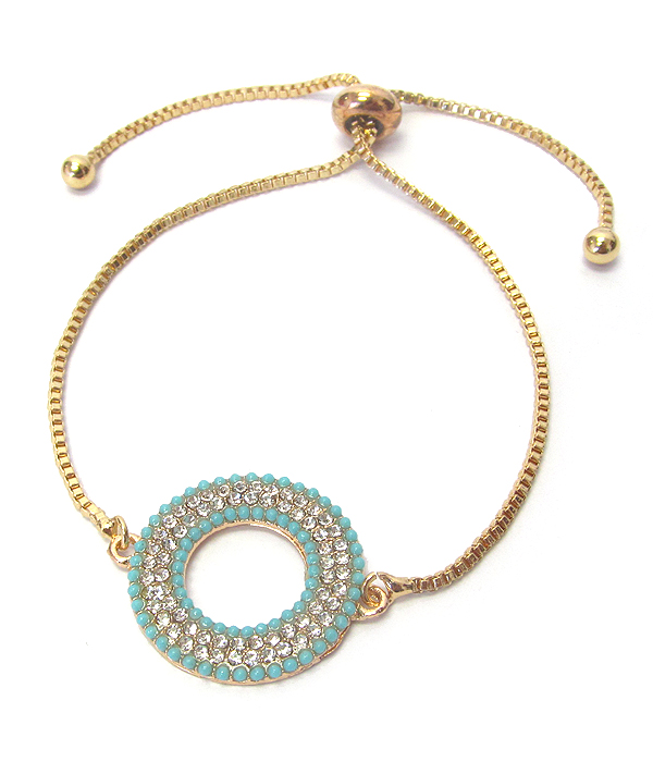 Crystal ring pull tie bracelet